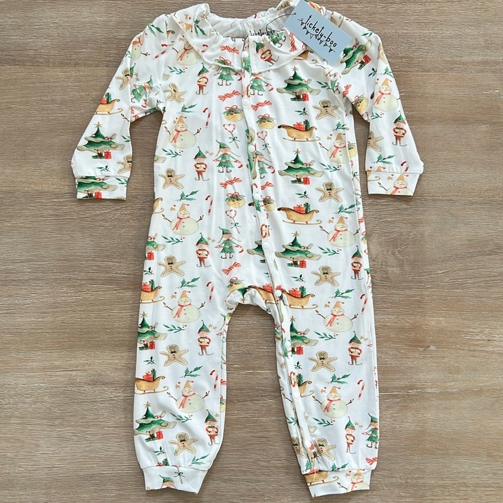 🎄Tickety Boo Baby Boy Girl Bamboo Frill Romper Elves Coverall 6-9 months